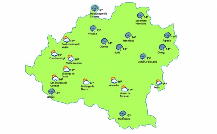 Previsión a las 14:00 h de este miércoles. /eltiempo.es