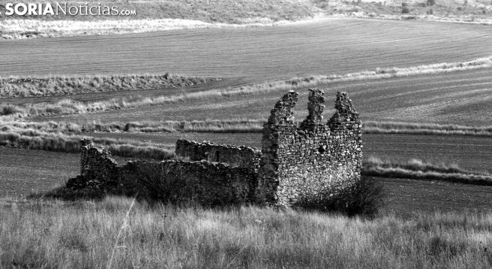 Ruinas de la iglesia en el despoblado de La Pica en la cuenca del Rituerto. /SN