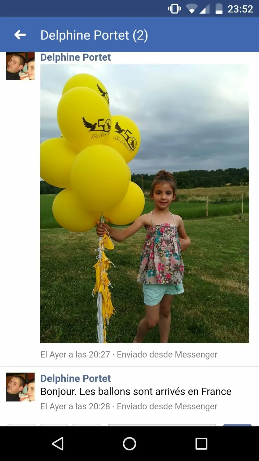 Imagen del curioso mensaje de Delphine Portet. 