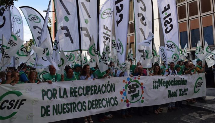 Una imagen de la concentración del sindicato este viernes en Valladolid. 