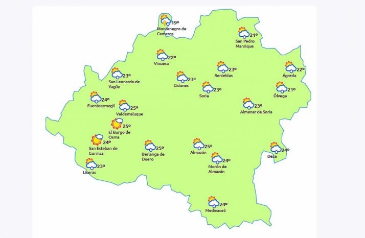 Previsión a las 14:00 horas. /eltiempo.es