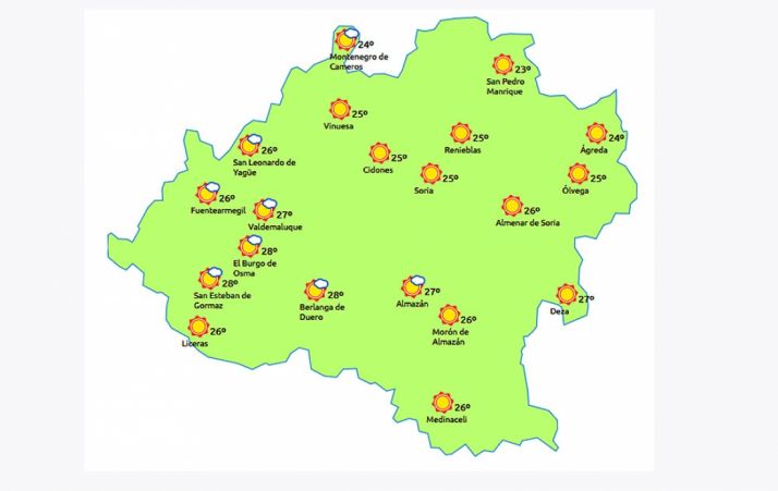 Previsión a las 14:00 horas. /eltiempo.es