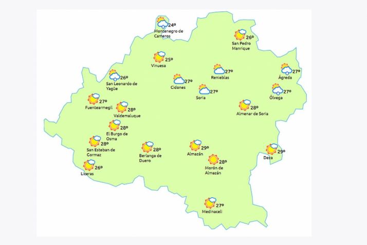 Previsión a las 13:00 horas. /eltiempo.es