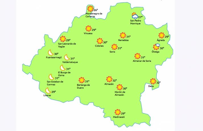 Previsión a las 14:00 horas. /eltiempo.es