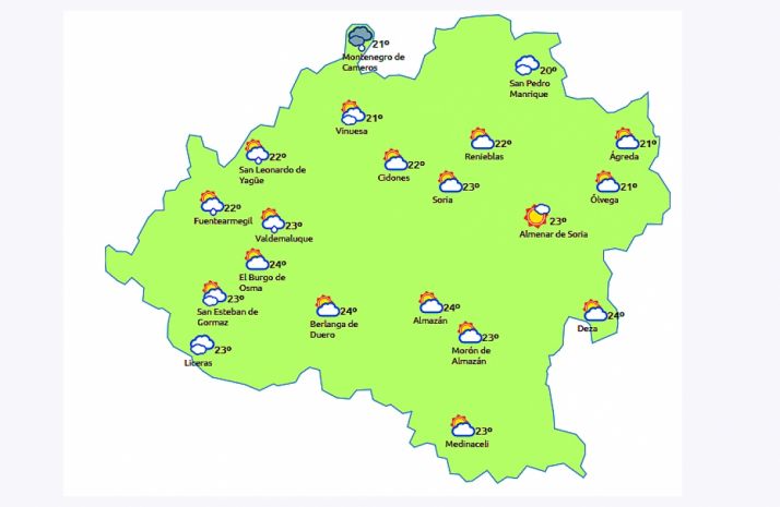 Previsión a las 13:00 horas. /eltiempo.es