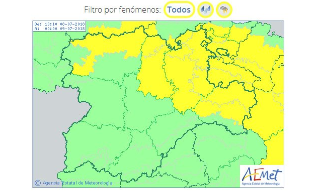 La AEMET actualiza sus avisos por tormentas
