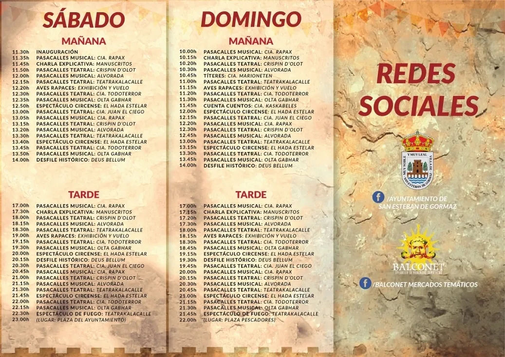 Programa del XX Mercado Medieval de San Esteban.