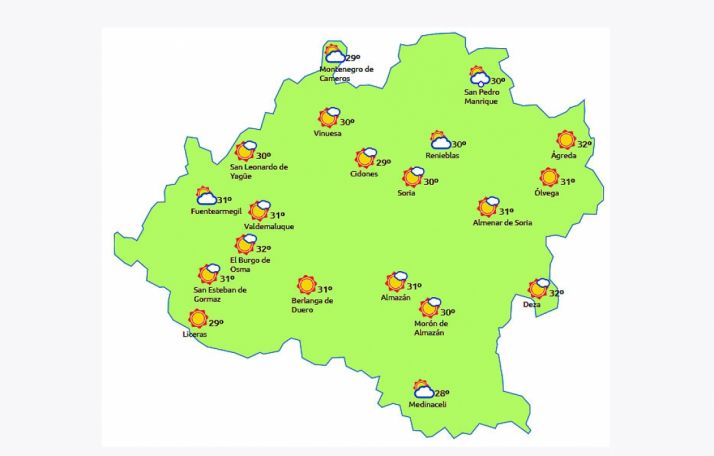 Previsión a las 14:00 horas. /eltiempo.es