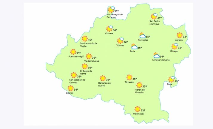 Previsión a las 15.00 horas. /eltiempo.es