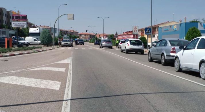 Imagen de la N-122 a la altura de Peñafiel tras un accidente el 13 de agosto.