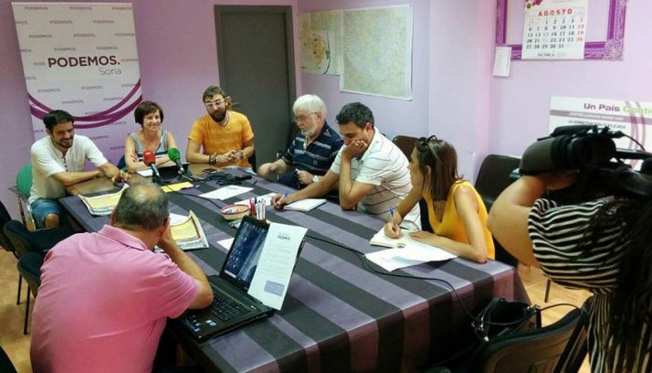 Rueda de prensa este martes en la sede de la formación. /PS