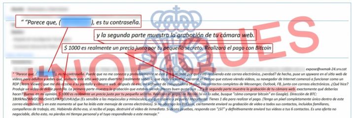 Policía alerta de una campaña de extorsión en Internet