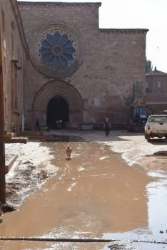 Foto 3 - T&eacute;cnicos de la Junta y el abad de Santa Mar&iacute;a de Huerta se reunir&aacute;n tras la limpieza para evaluar da&ntilde;os