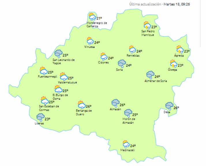 Predicción a las 15:00 horas. /eltiempo.es