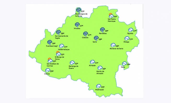 Previsión a las 15.00 horas. /eltiempo.es