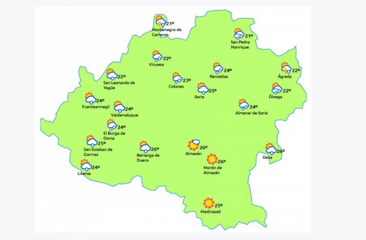 Previsión a las 15.00 horas. /eltiempo.es