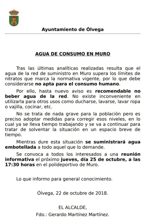 El bando distribuido por el Ayuntamiento