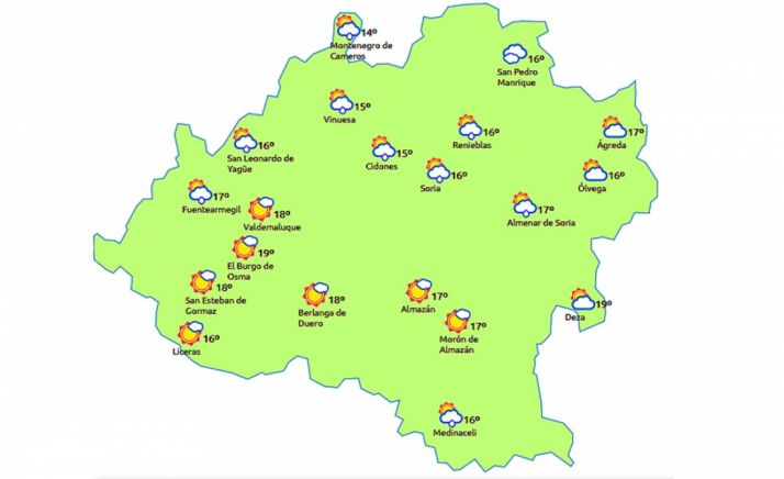 Previsión a las 14:00 horas. /eltiempo.es