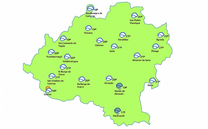 Previsión a las 14:00 horas. /eltiempo.es
