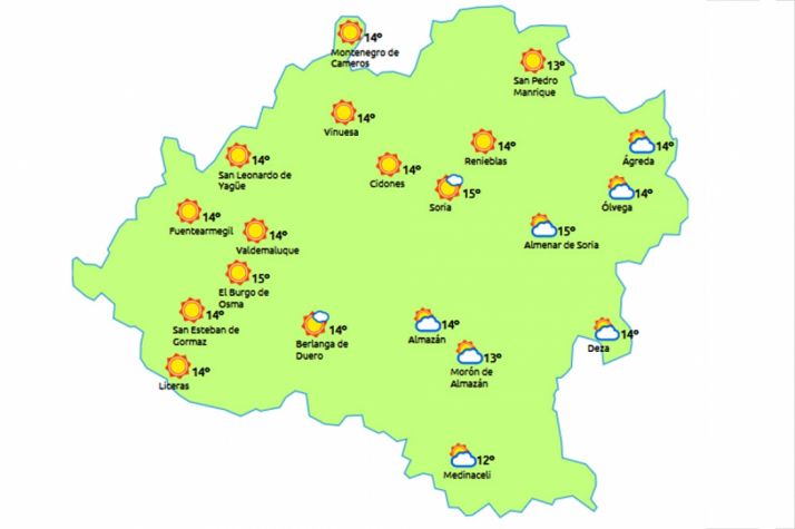 Previsión a las 14:00 horas. /eltiempo.es