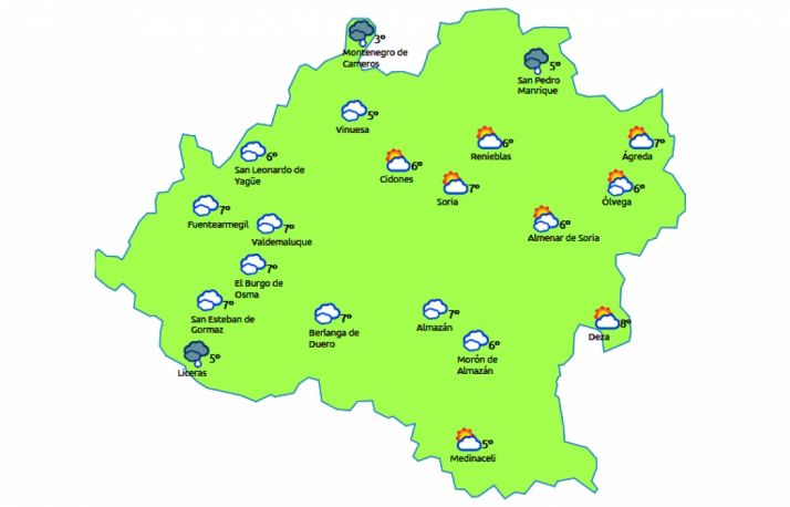 Previsión a las 13:00 horas. /eltiempo.es