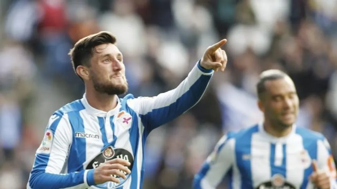 Borja Valle celebra el 2-0 en Riazor. LaLiga