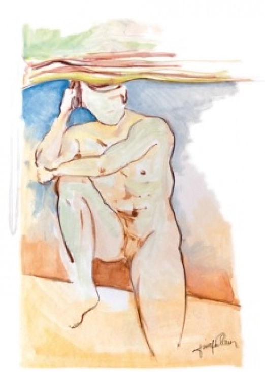 La portada del libro es un dibujo de un desnudo de Vicente Marín de joven.