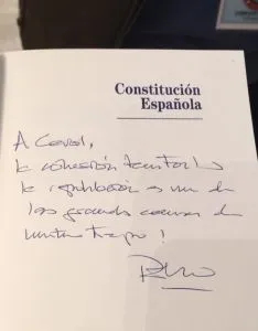 La dedicatoria del presidente. /IES Machado
