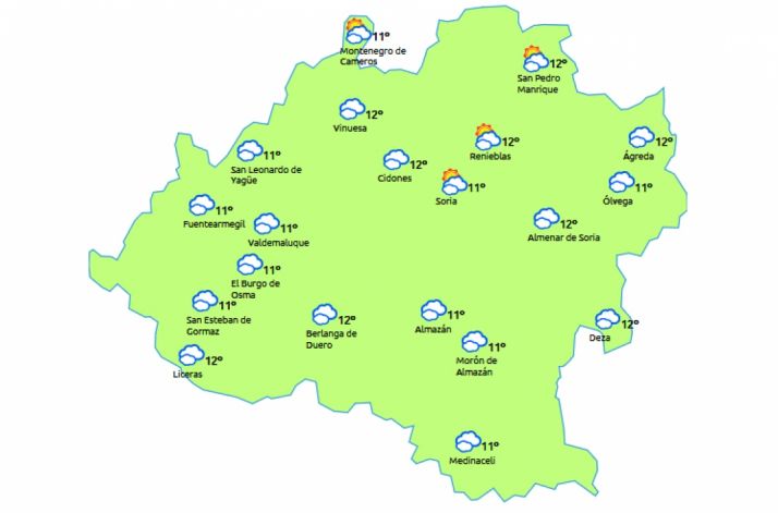 Previsión a las 14:00 horas. /eltiempo.es