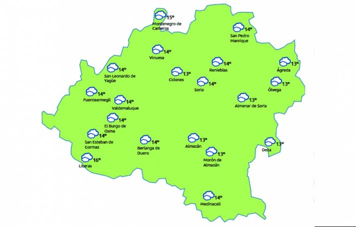 La previsión a las 14:00 horas. /eltiempo.es
