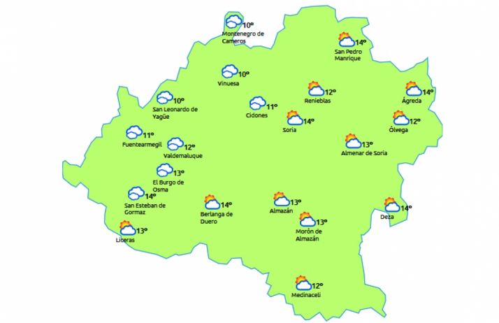 Previsión a las 14:00 horas. /eltiempo.es