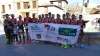 Expedición del Triatlón Soriano, con la pancarta de 'Soria, Ciudad Europea del Deporte' en Berlanga. Triatlón Soriano