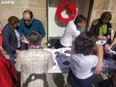 El puesto de Soria Ya repleto durante toda la mañana. 