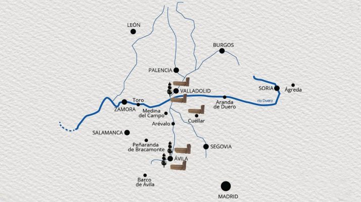 Mapa con los emplazamientos en CyL. /UVa