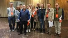 Los candidatos de Cs, en el ayuntamiento de la capital para depositar su voto en grupo.