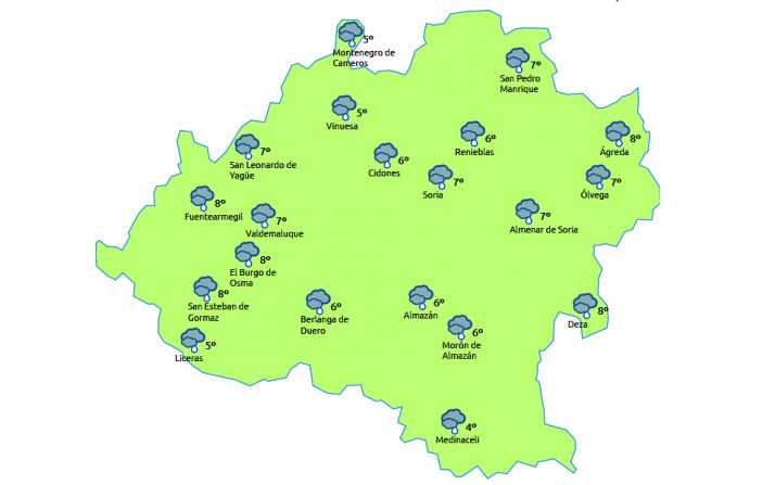 Previsión a las 14:00 horas. /eltiempo.es