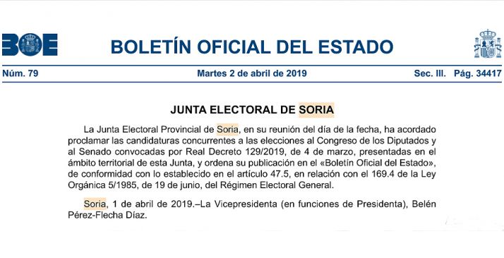 Diez formaciones para el Congreso y nueve para el Senado concurren en Soria para el 28-A