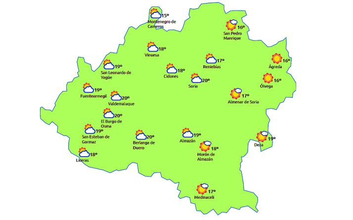 Previsión a las 15:00 horas. /eltiempo.es