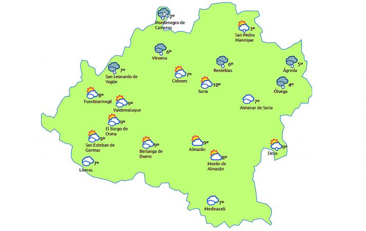 Previsión a las 14:00 horas. /eltiempo.es