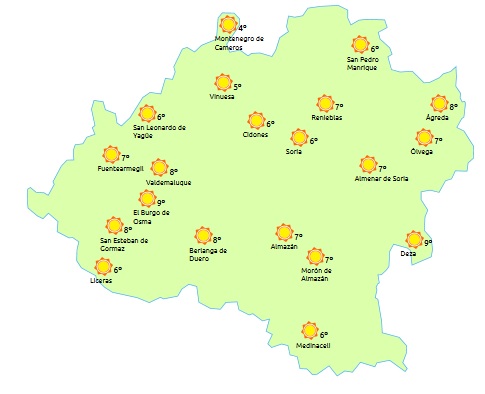 Precipitaciones débiles al final del domingo