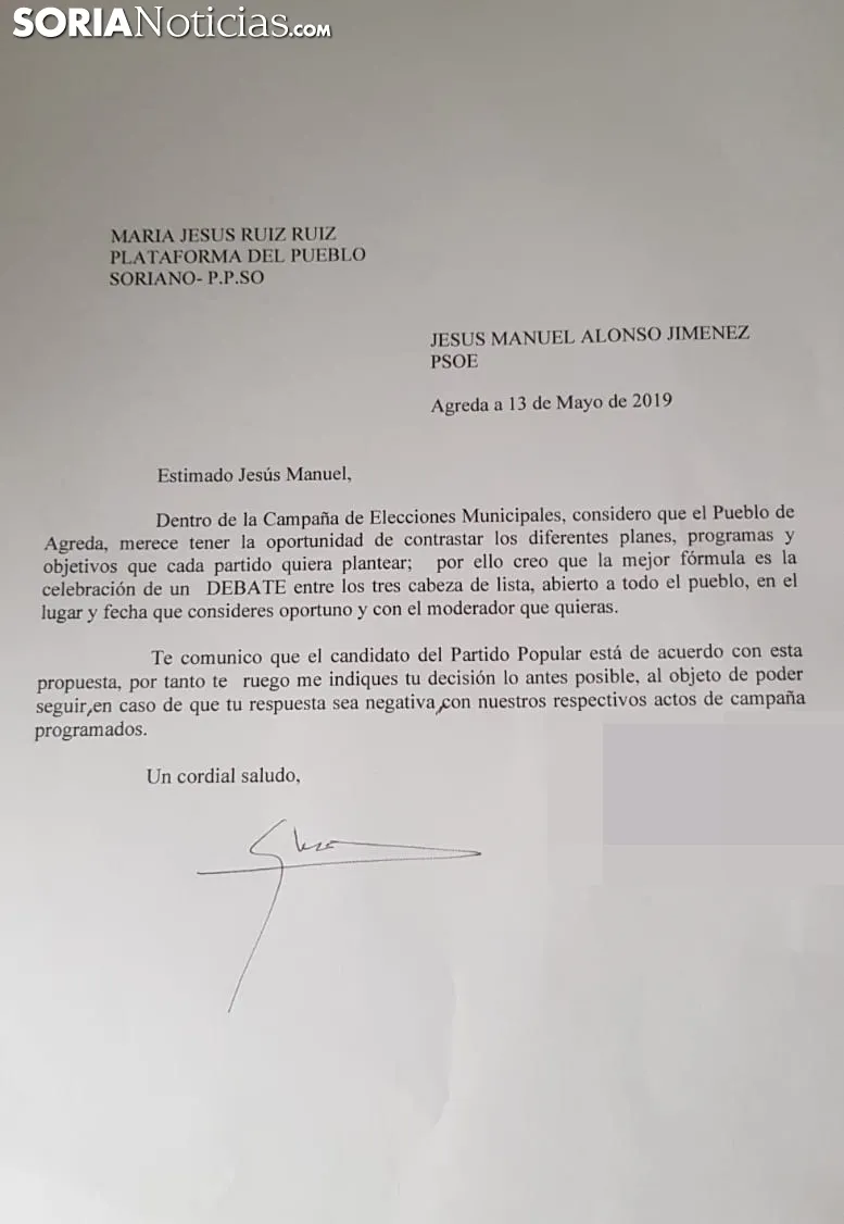 El escrito presentado en el ayuntamiento agredeño. 