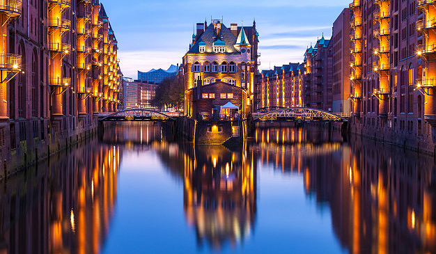 Área Speicherstadt en la ciudad alemana de Hamburgo.