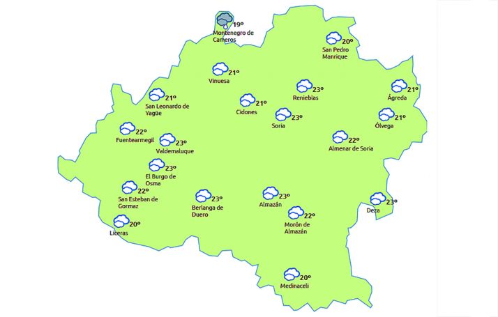 Previsión a las 14:00 horas. /eltiempo.es