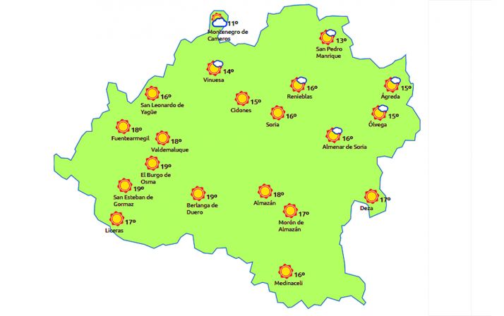 Previsión a las 14:00 horas. /eltiempo.es