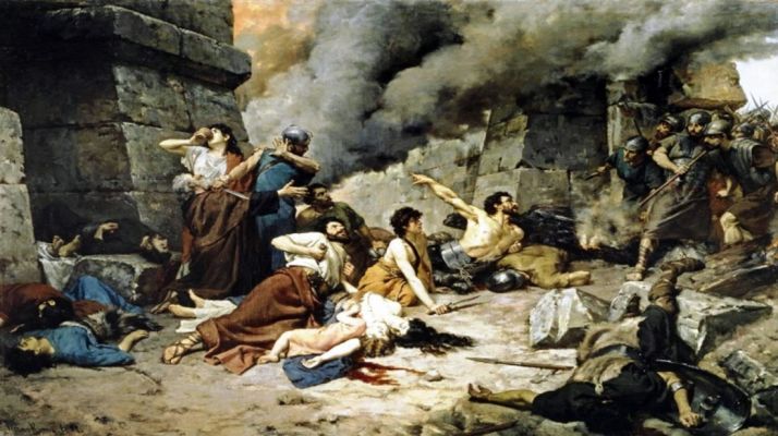 Recreación del asedio a Numancia, obra de Alejo Vera. 