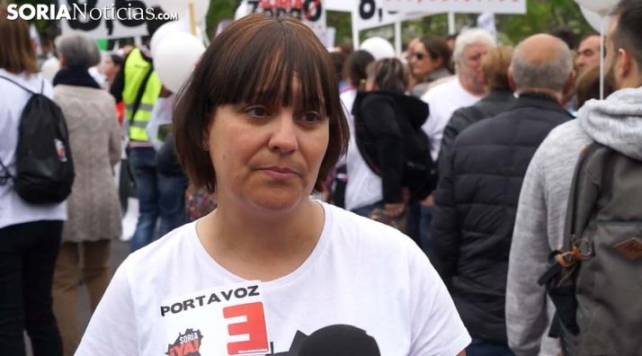 Vanessa García, portavoz de la Soria Ya en una imagen de la manifestación en Madrid. /SN