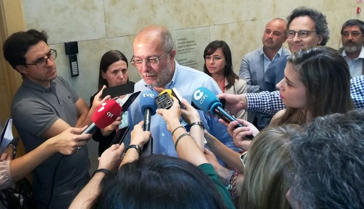 Francisco Igea, este viernes ante los medios informativos castellano-leoneses. 