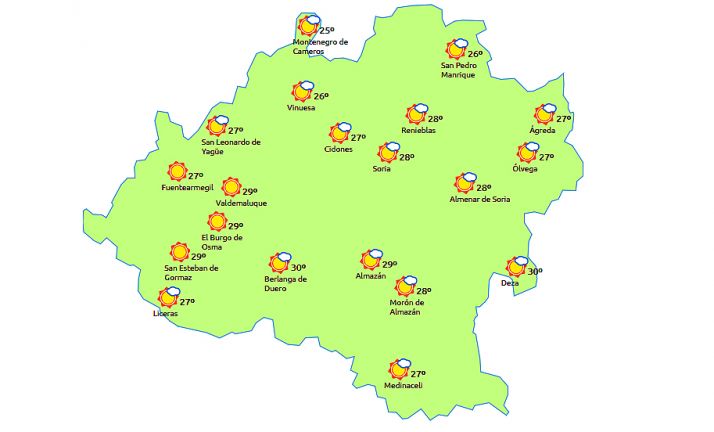 Previsión a las 14:00 horas. /eltiempo.es