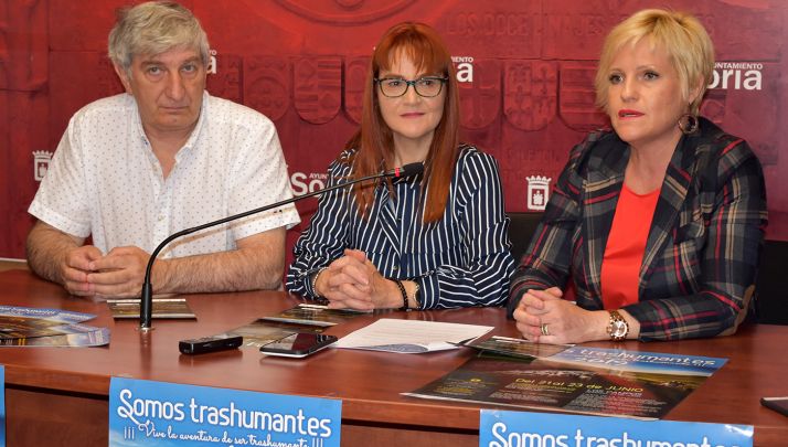 Valoria, Calvo y Soria en la presentación de Somos Trashumantes 2019. /Ayto.