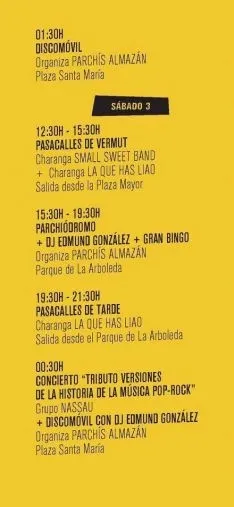 El calendario de actividades